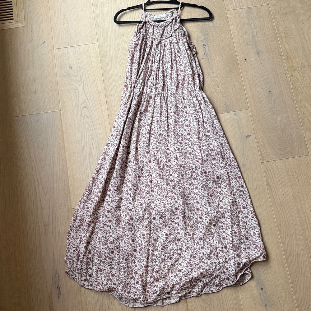 Doen Floral Maxi Dress in Cream and Brown